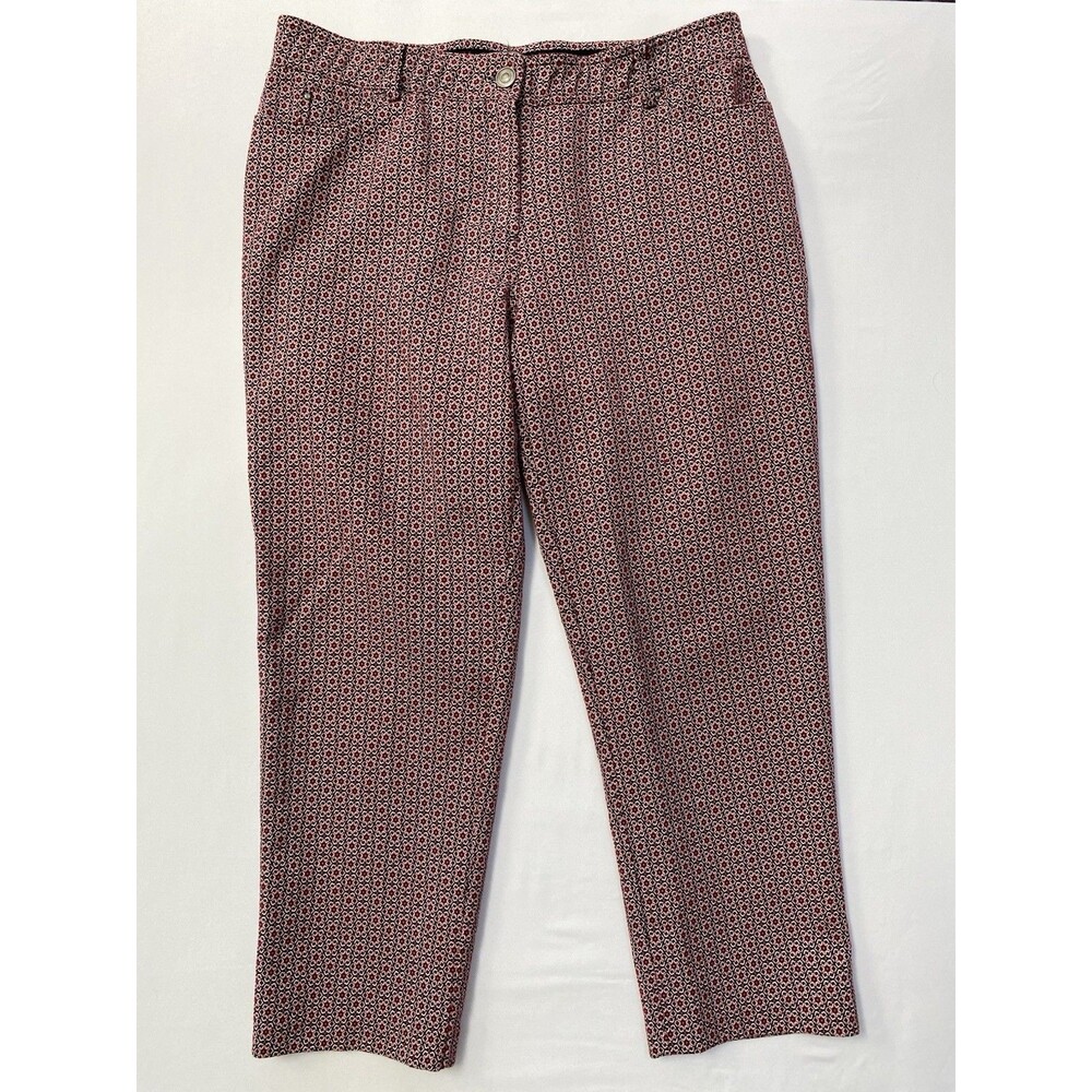 89th & Madison Women’s Size 14 Geometric Print Pull-On Ankle Pants Maroon